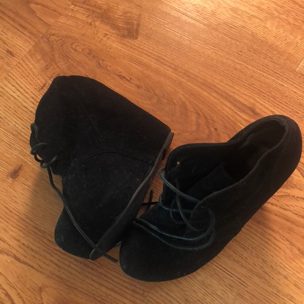 Black Wedge Booties